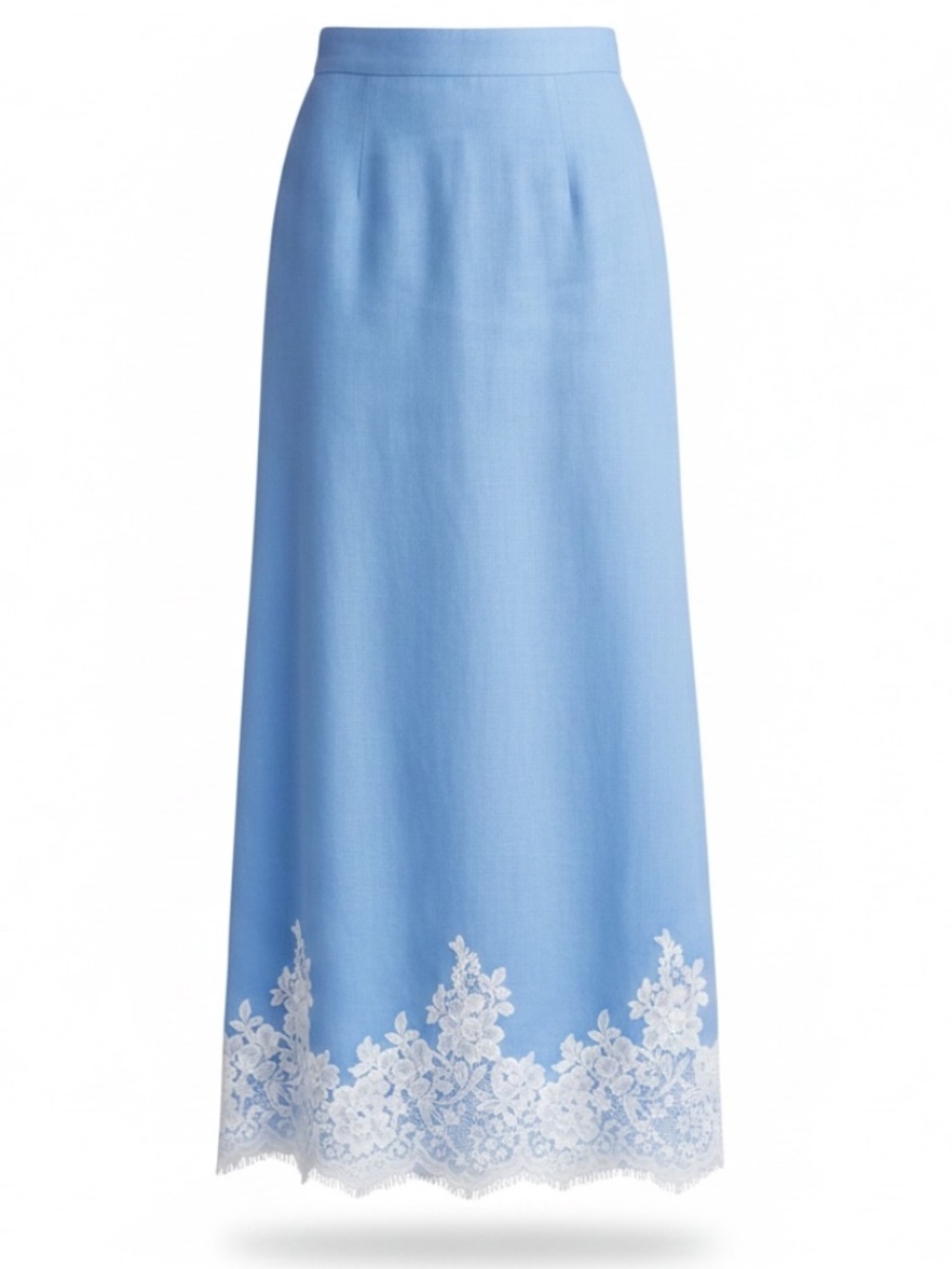 WAYF Pippa Lace Trim Linen Blend Midi Skirt XL Blue - Picture 1 of 11